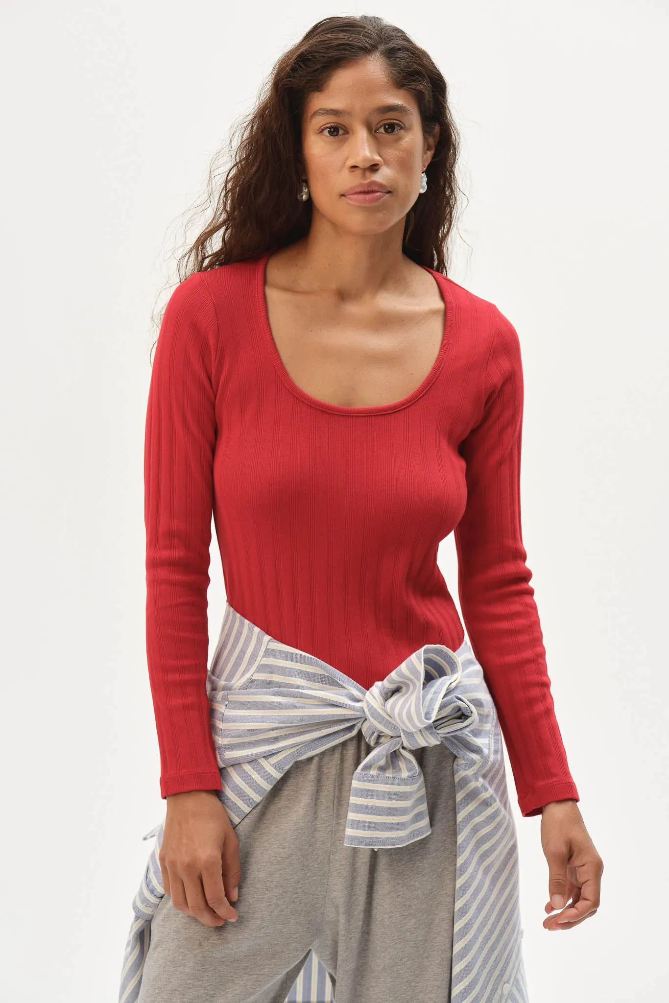 The Varied Rib Long Sleeve Scoop Shirt sold by DONNI. product image thumbnail 3