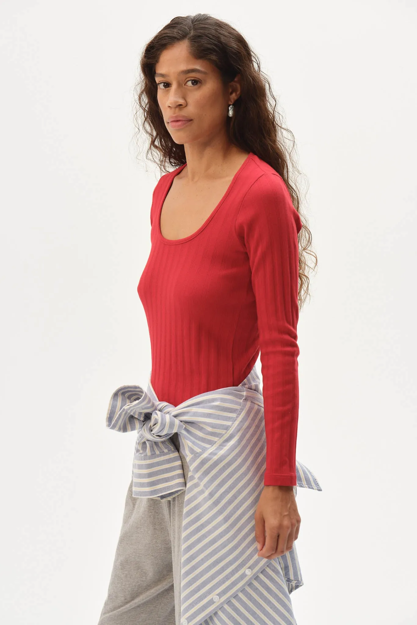 The Varied Rib Long Sleeve Scoop Shirt sold by DONNI. product image thumbnail 5
