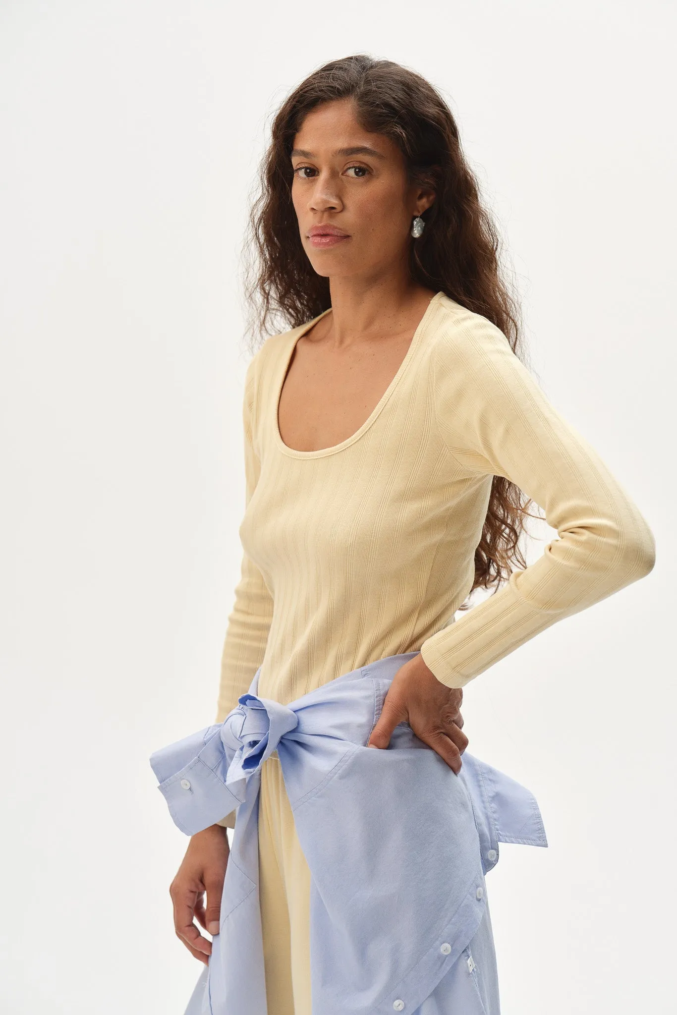 The Varied Rib Long Sleeve Scoop Shirt sold by DONNI. product image thumbnail 4