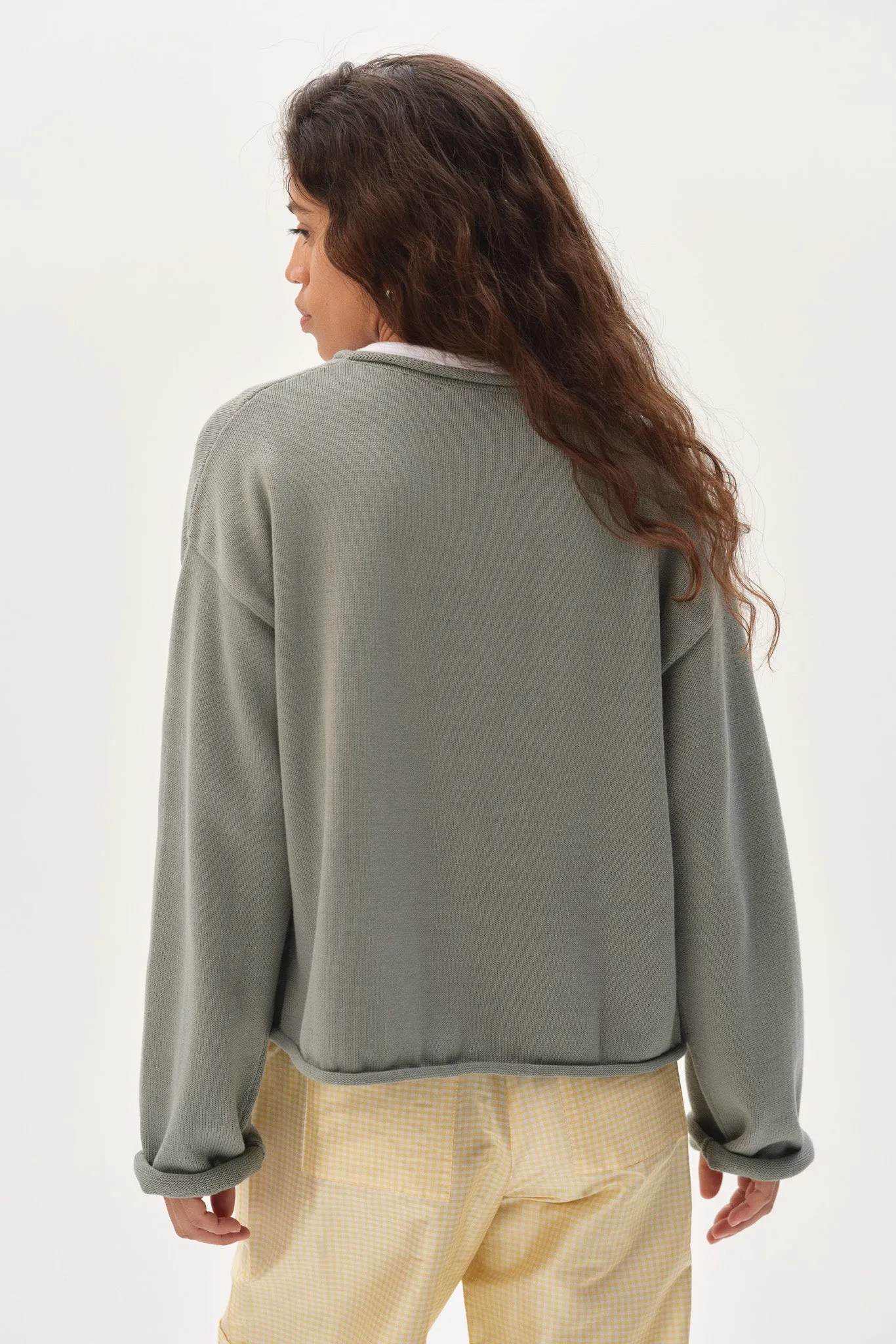 The Cotton Knit Roll Cardigan sold by DONNI. product image thumbnail 5