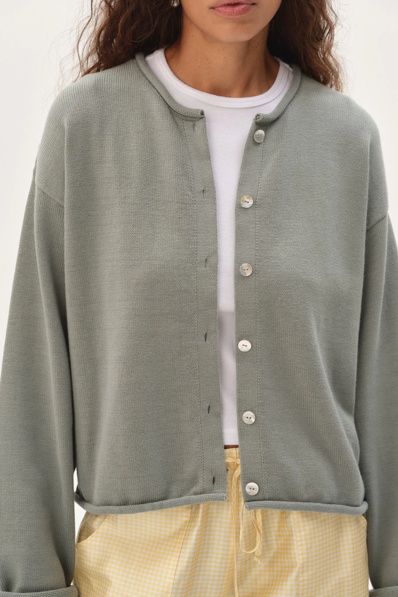 The Cotton Knit Roll Cardigan sold by DONNI. product image thumbnail 3