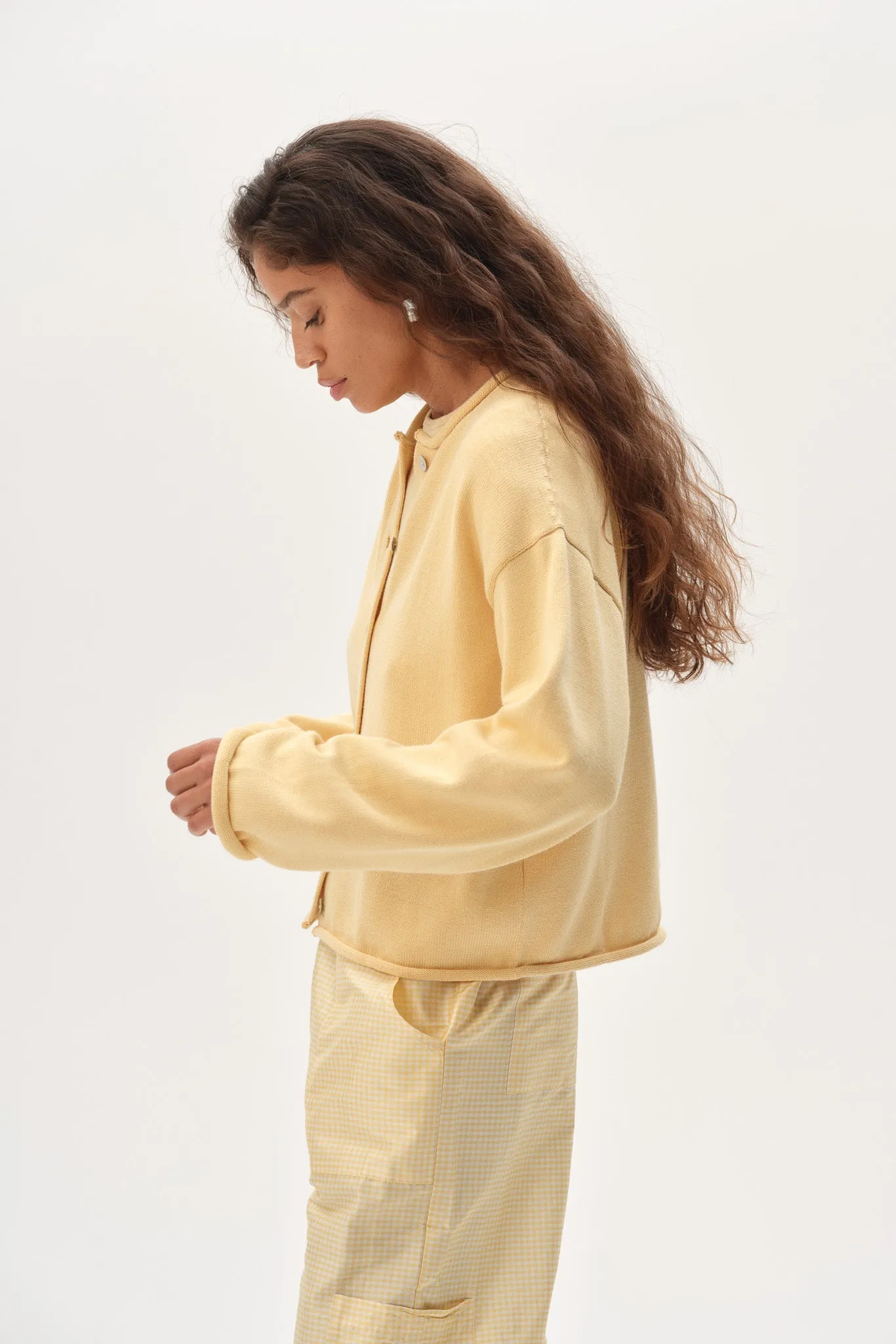 The Cotton Knit Roll Cardigan sold by DONNI. product image thumbnail 3