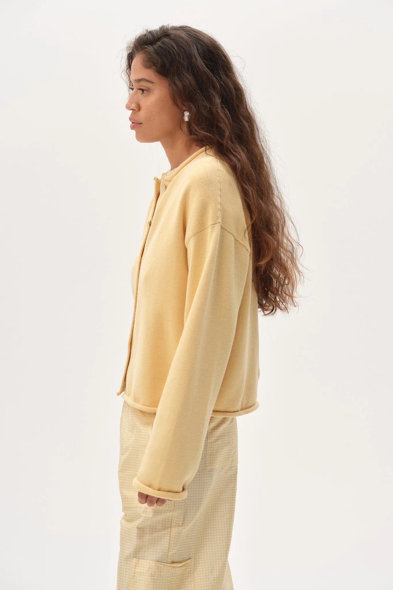 The Cotton Knit Roll Cardigan sold by DONNI. product image thumbnail 4