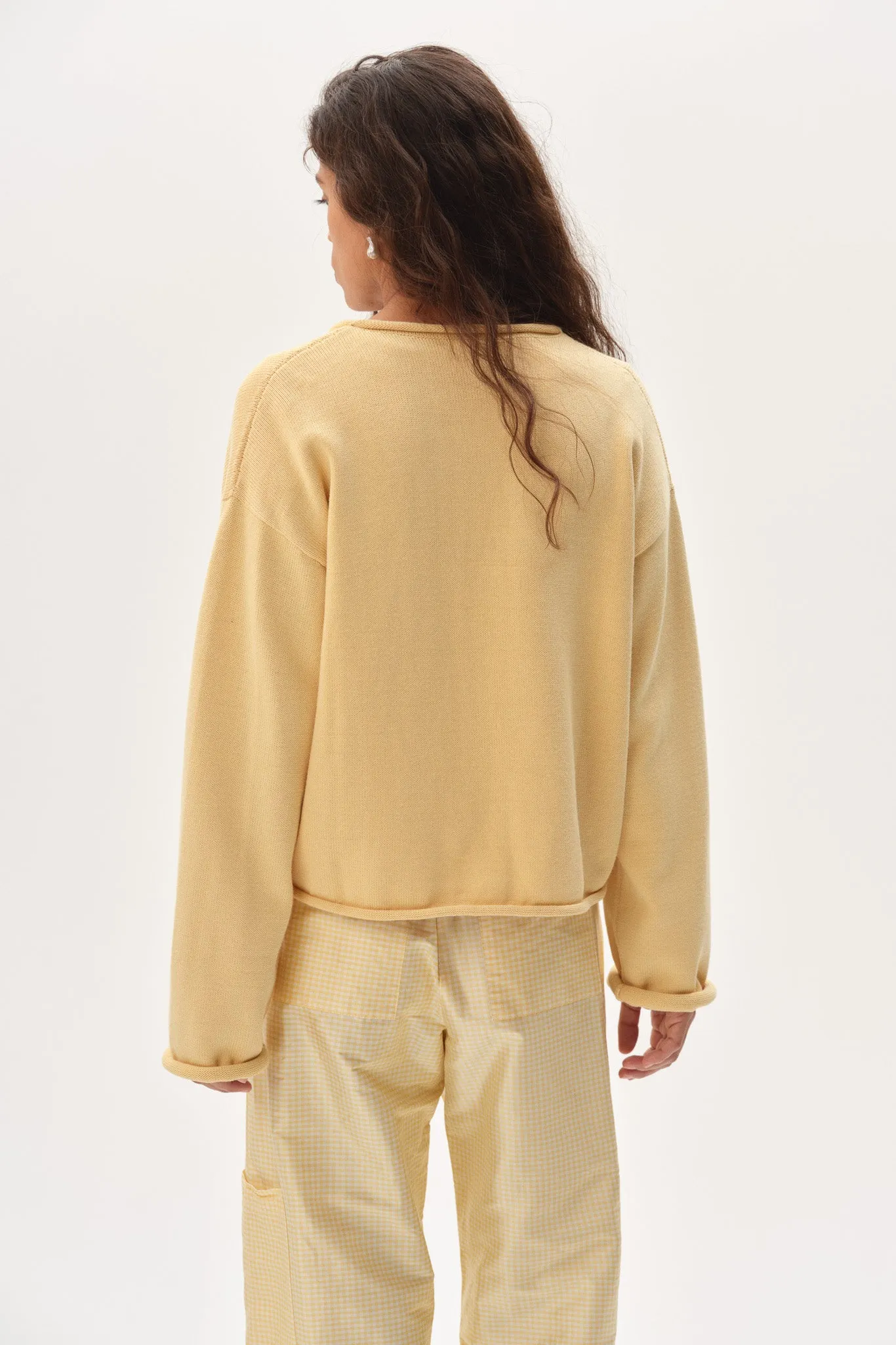 The Cotton Knit Roll Cardigan sold by DONNI. product image thumbnail 5