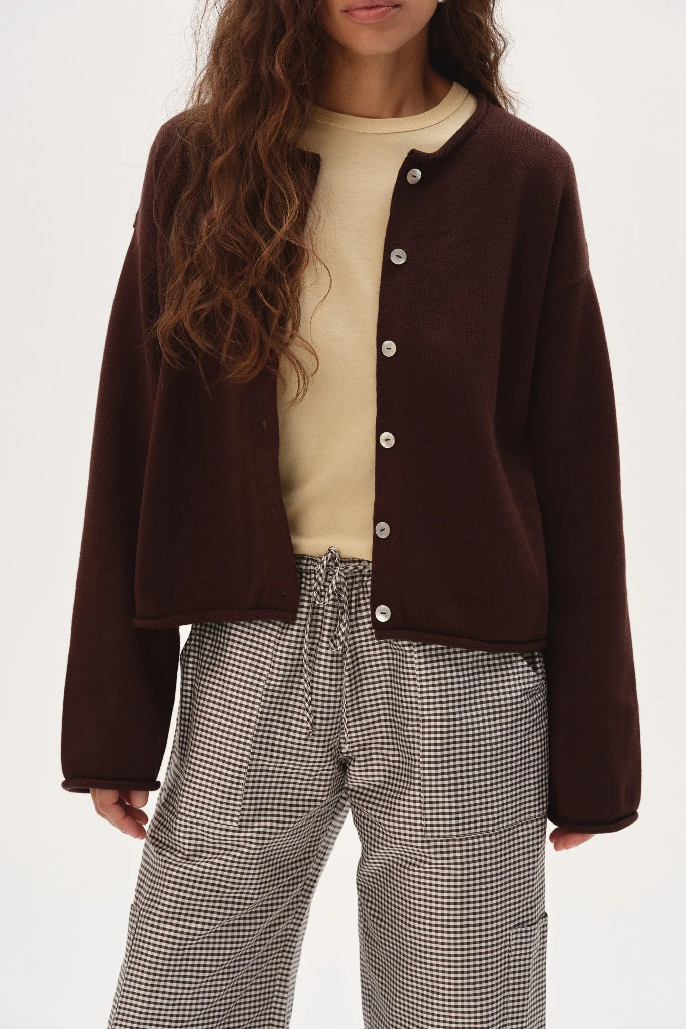 The Cotton Knit Roll Cardigan sold by DONNI. product image thumbnail 3