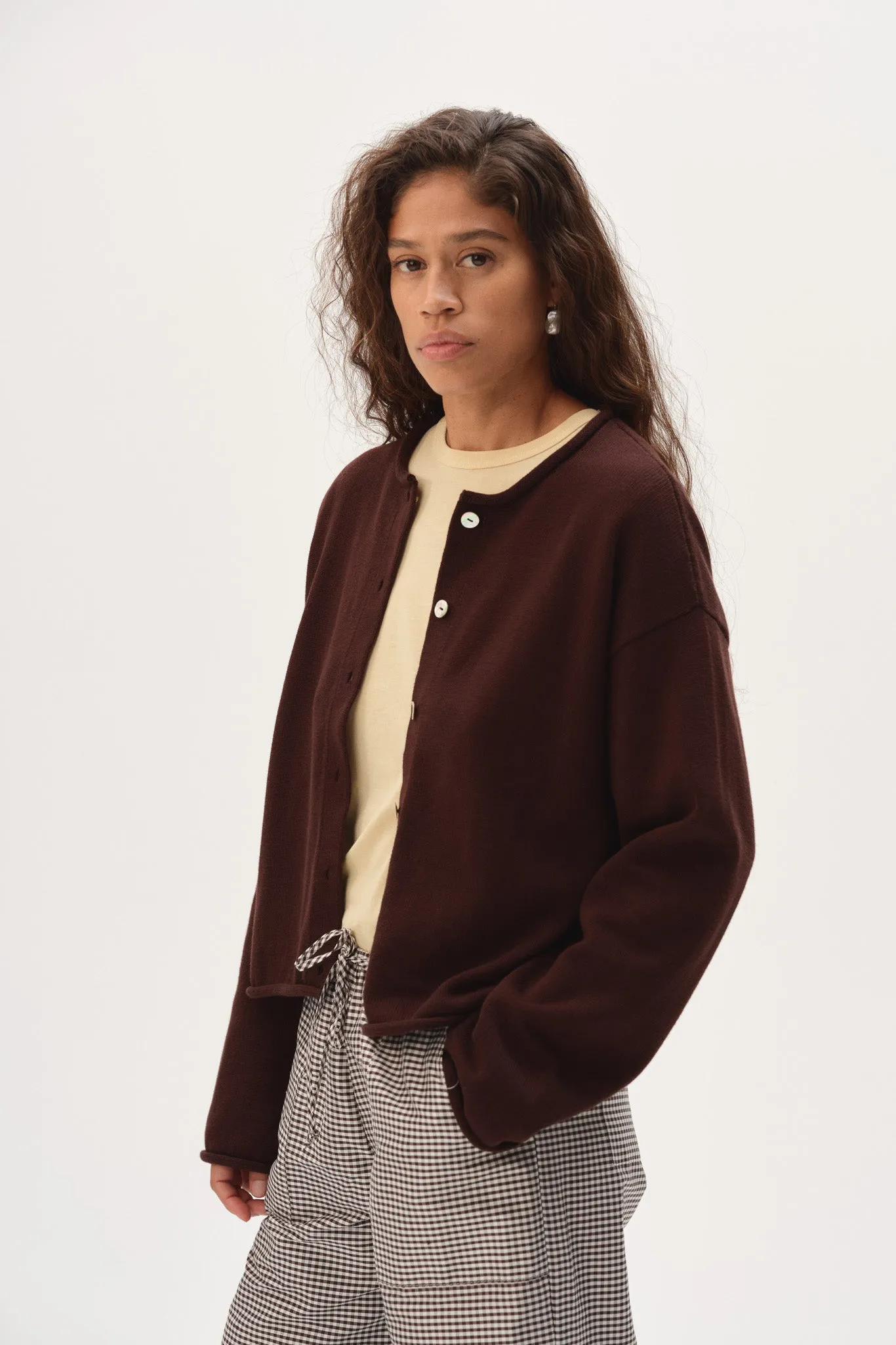 The Cotton Knit Roll Cardigan sold by DONNI. product image thumbnail 5