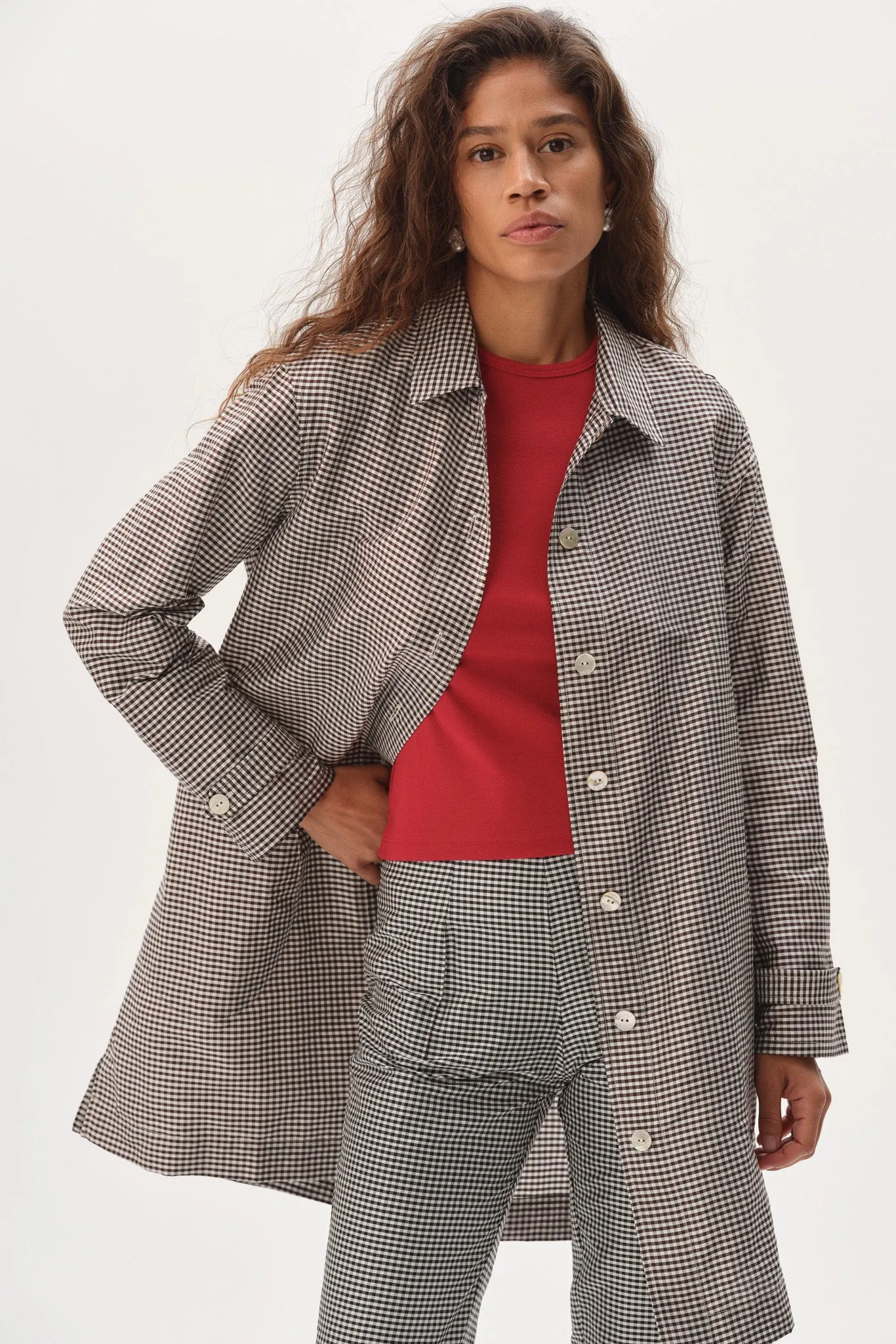 The Silk Taffeta Gingham Jacket sold by DONNI. product image thumbnail 5