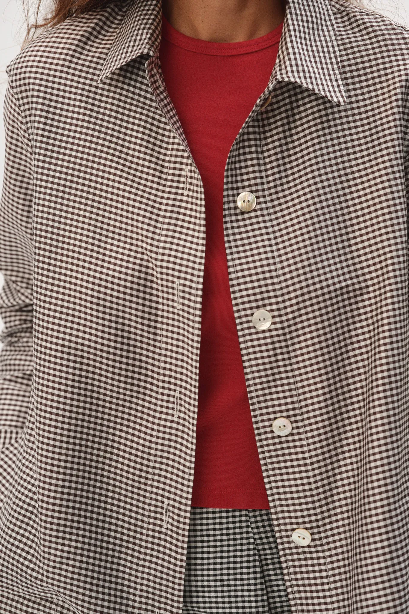 The Silk Taffeta Gingham Jacket sold by DONNI. product image thumbnail 3