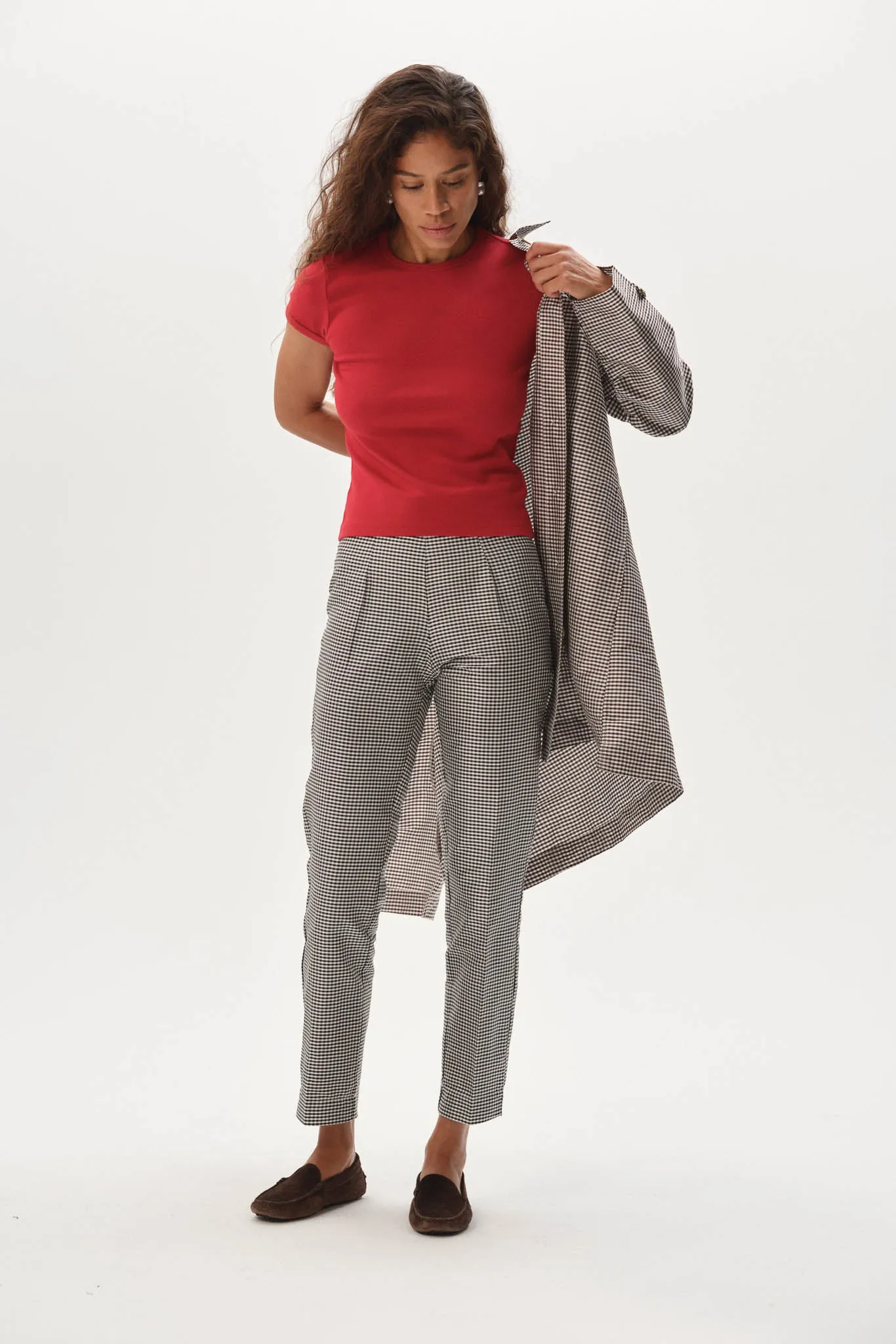 The Silk Taffeta Gingham Jacket sold by DONNI. product image thumbnail 4
