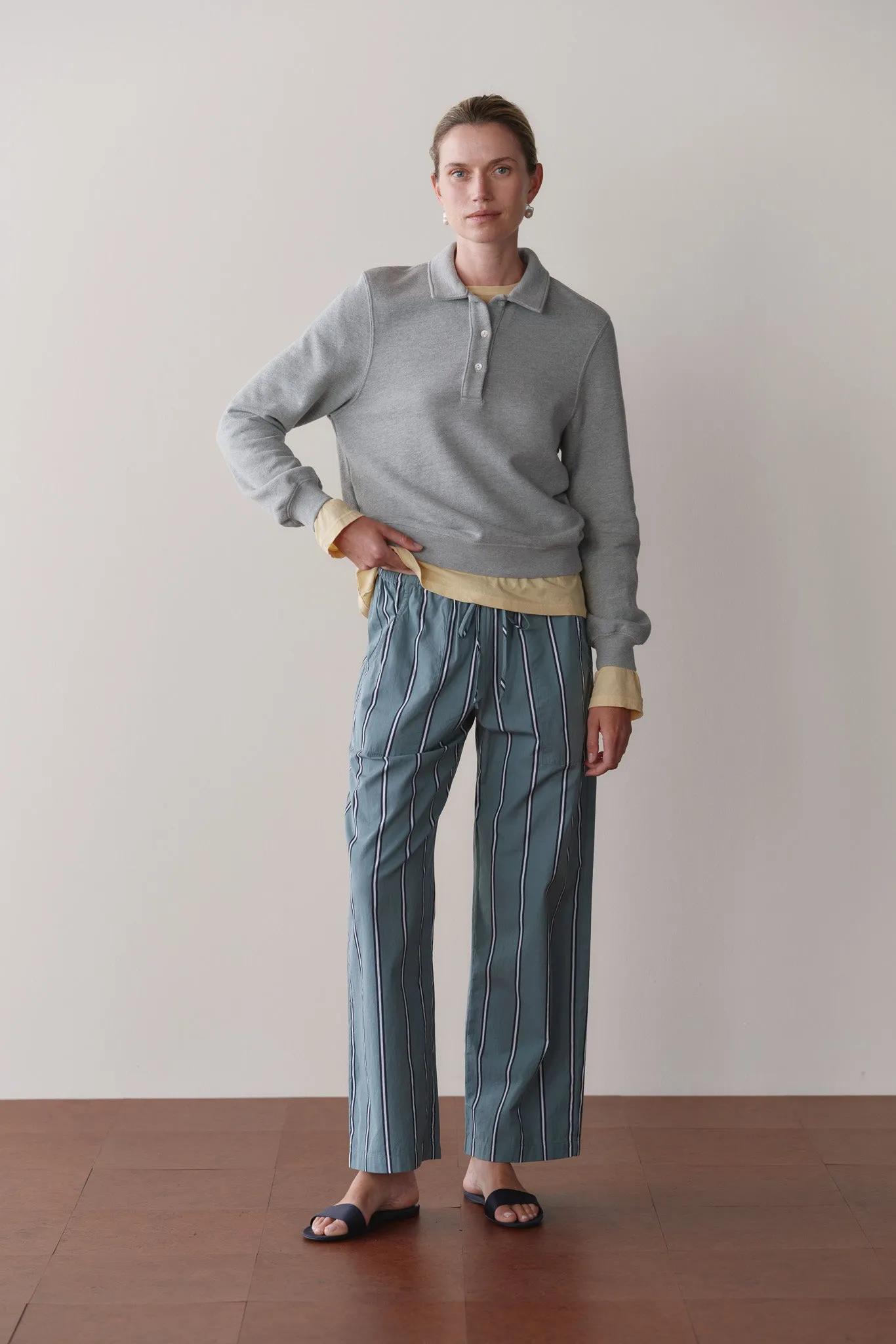 The Pop Stripe Drawstring Pant sold by DONNI.