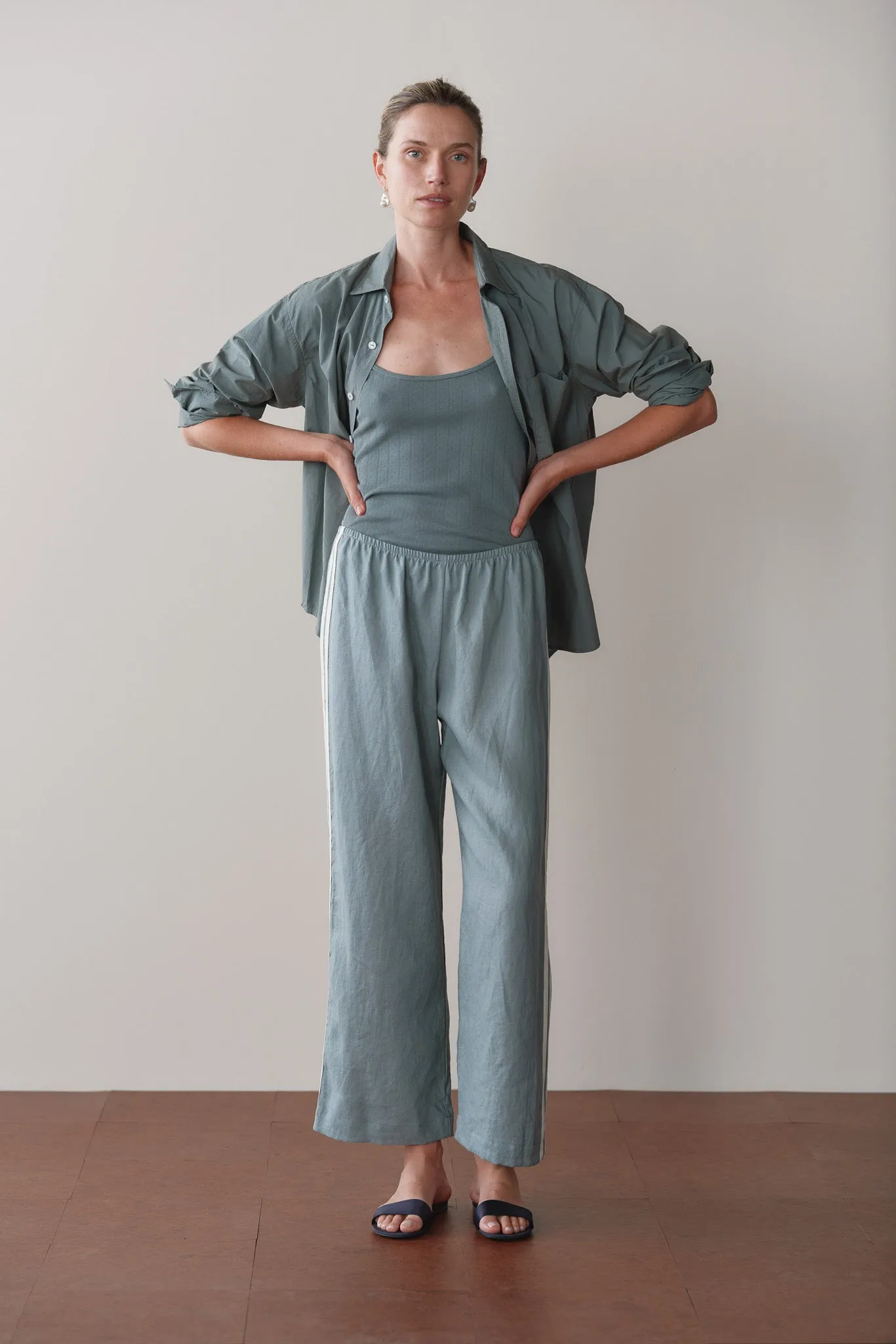 The Linen Crop Stripe Pant sold by DONNI. product image thumbnail 3