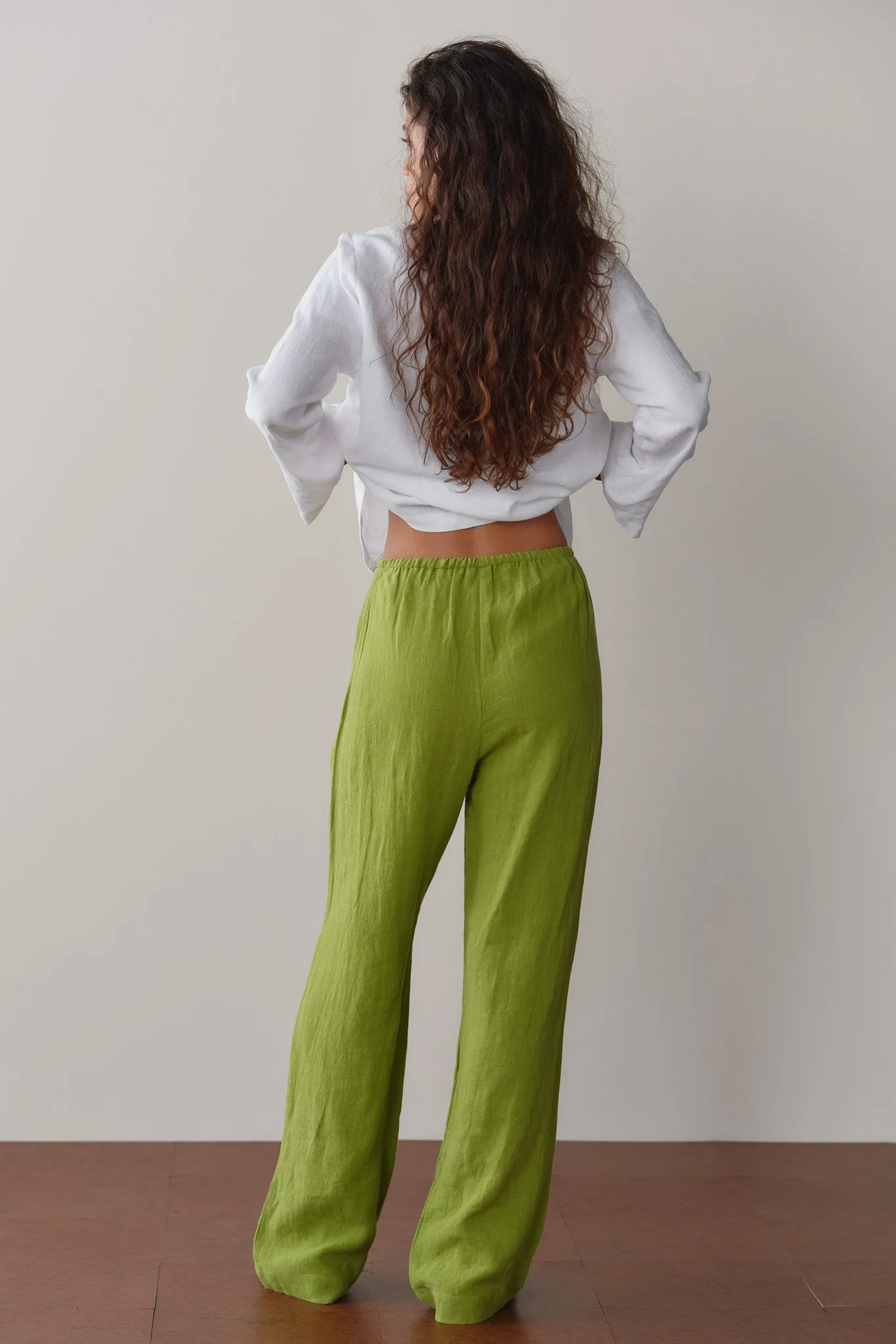 The Linen Drawstring Pant Pistachio sold by DONNI. product image thumbnail 5