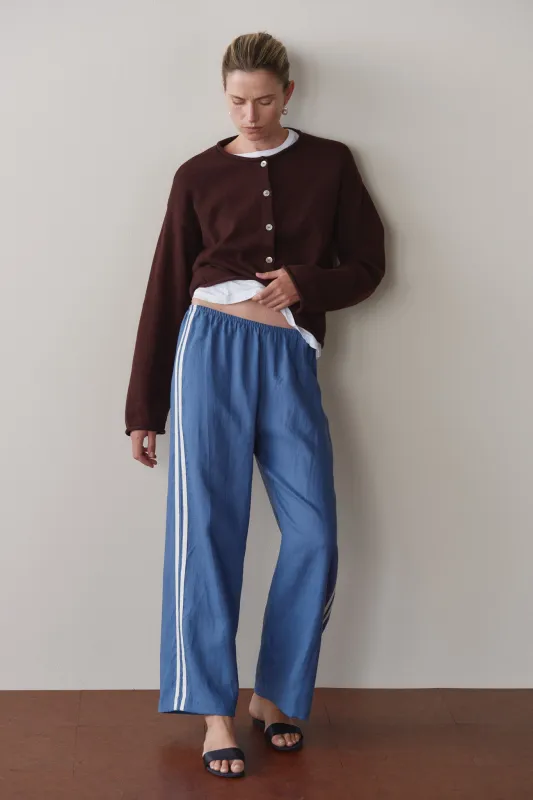 The Linen Crop Stripe Pant made by DONNI.
