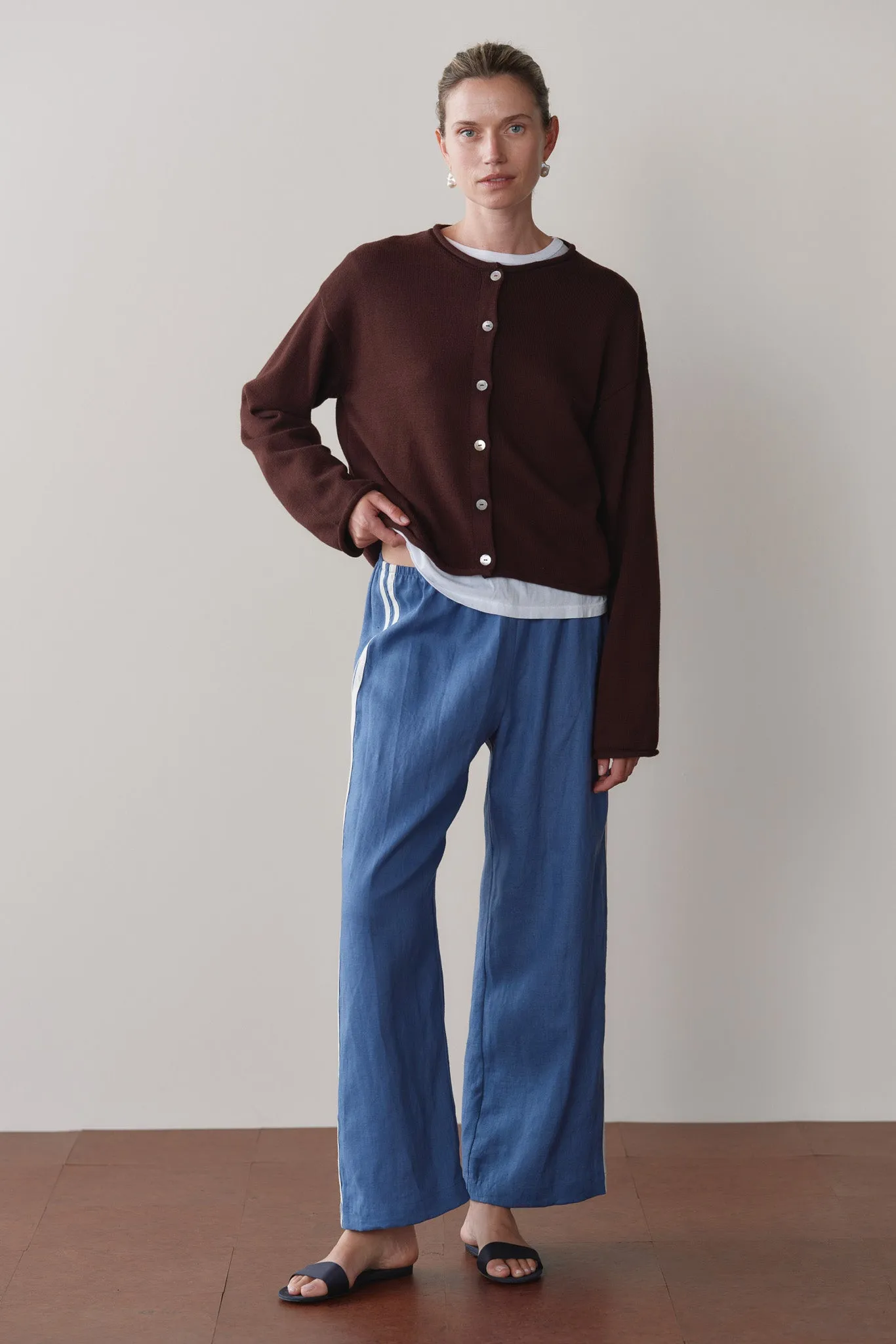 The Linen Crop Stripe Pant sold by DONNI. product image thumbnail 3