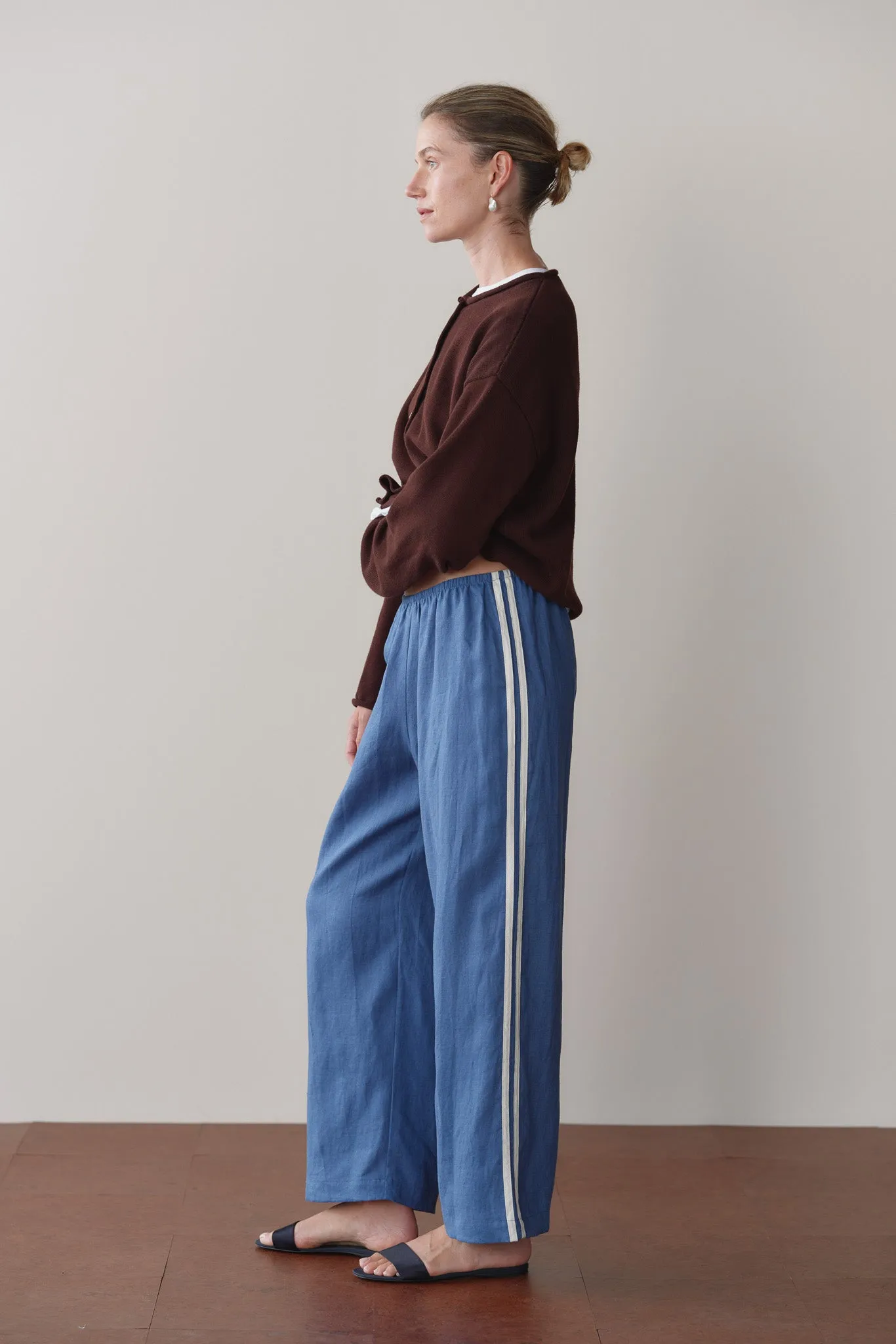 The Linen Crop Stripe Pant sold by DONNI. product image thumbnail 4