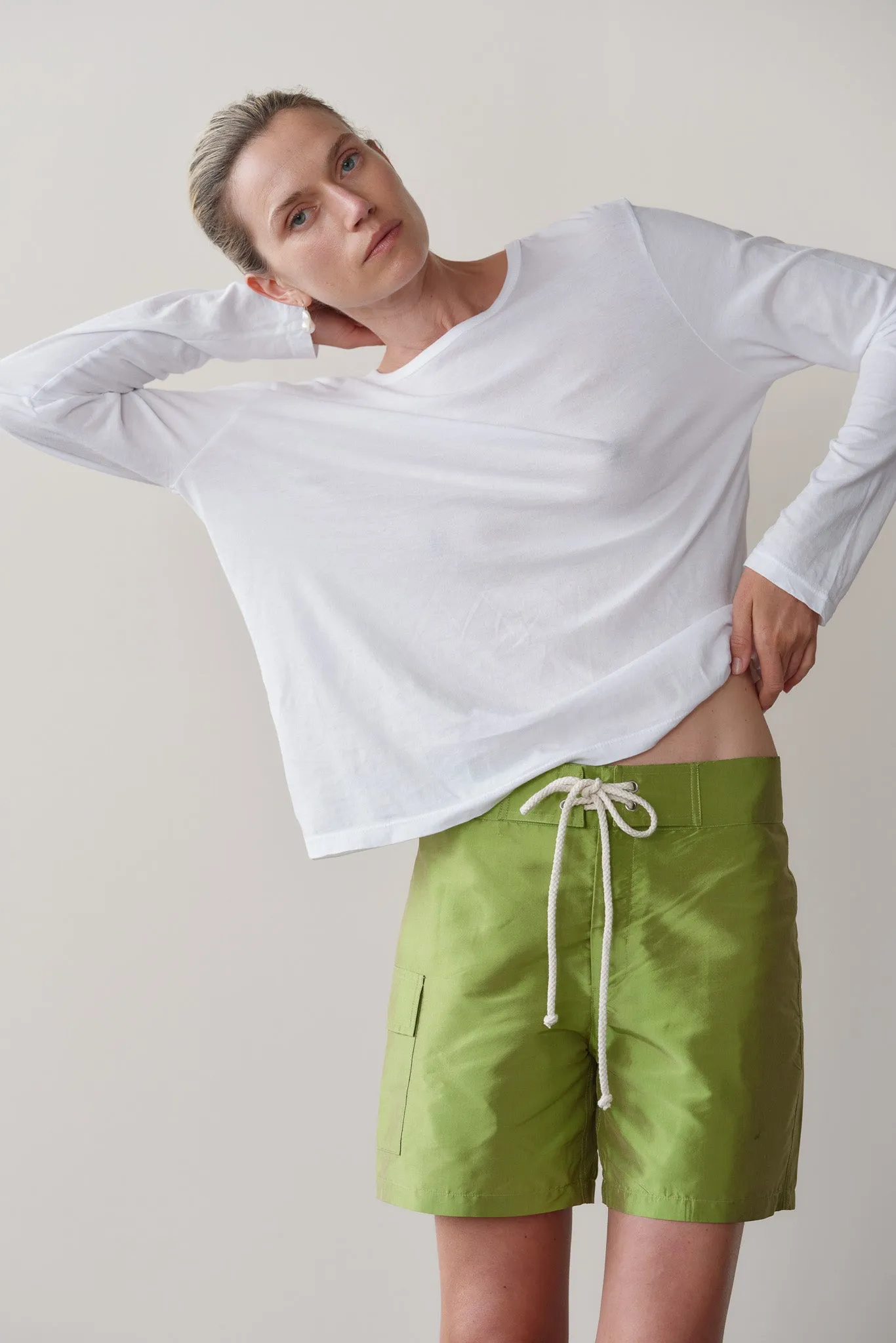 The Silk Taffeta Board Short sold by DONNI. product image thumbnail 5