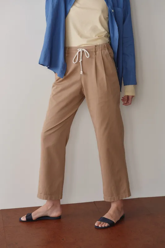 The Chino Drawstring Crop Pant made by DONNI.