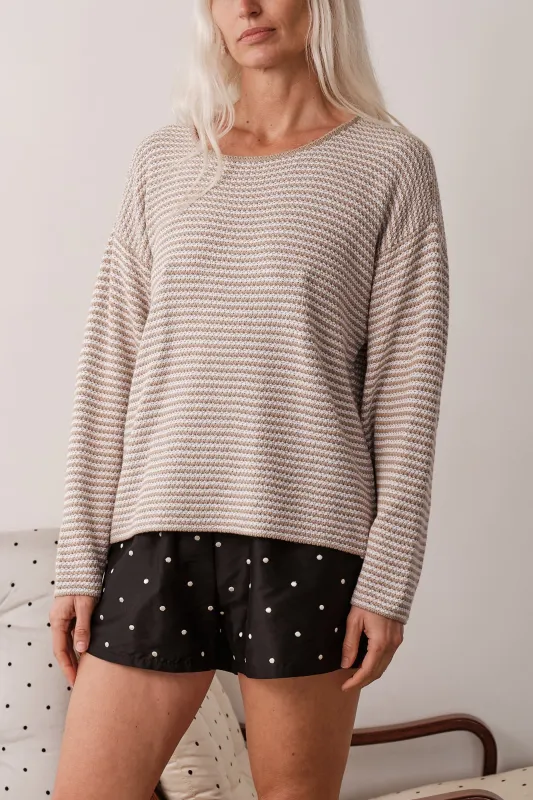 The Cotton Knit Stripe Sweater made by DONNI.