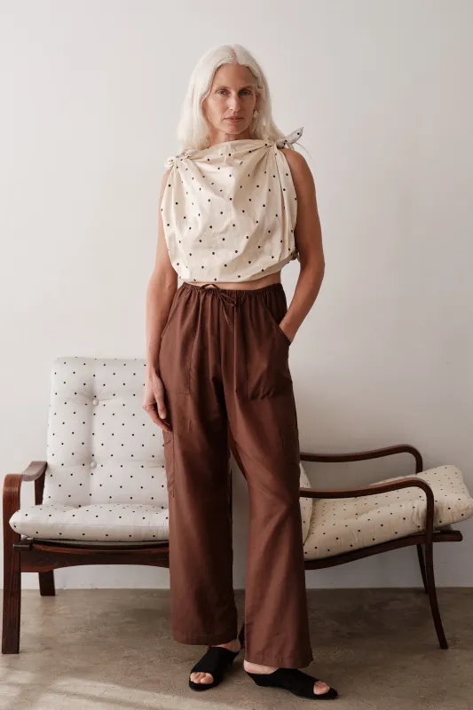 The Silk Cotton Sheer Cargo Pant made by DONNI.