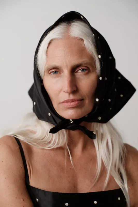 The Silk Taffeta Headscarf made by DONNI.