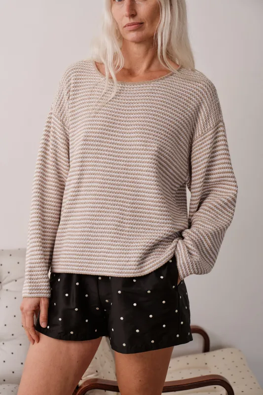 The Cotton Knit Stripe Sweater made by DONNI.