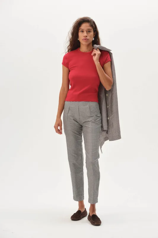 The Silk Taffeta Gingham Cigarette Pant made by DONNI.