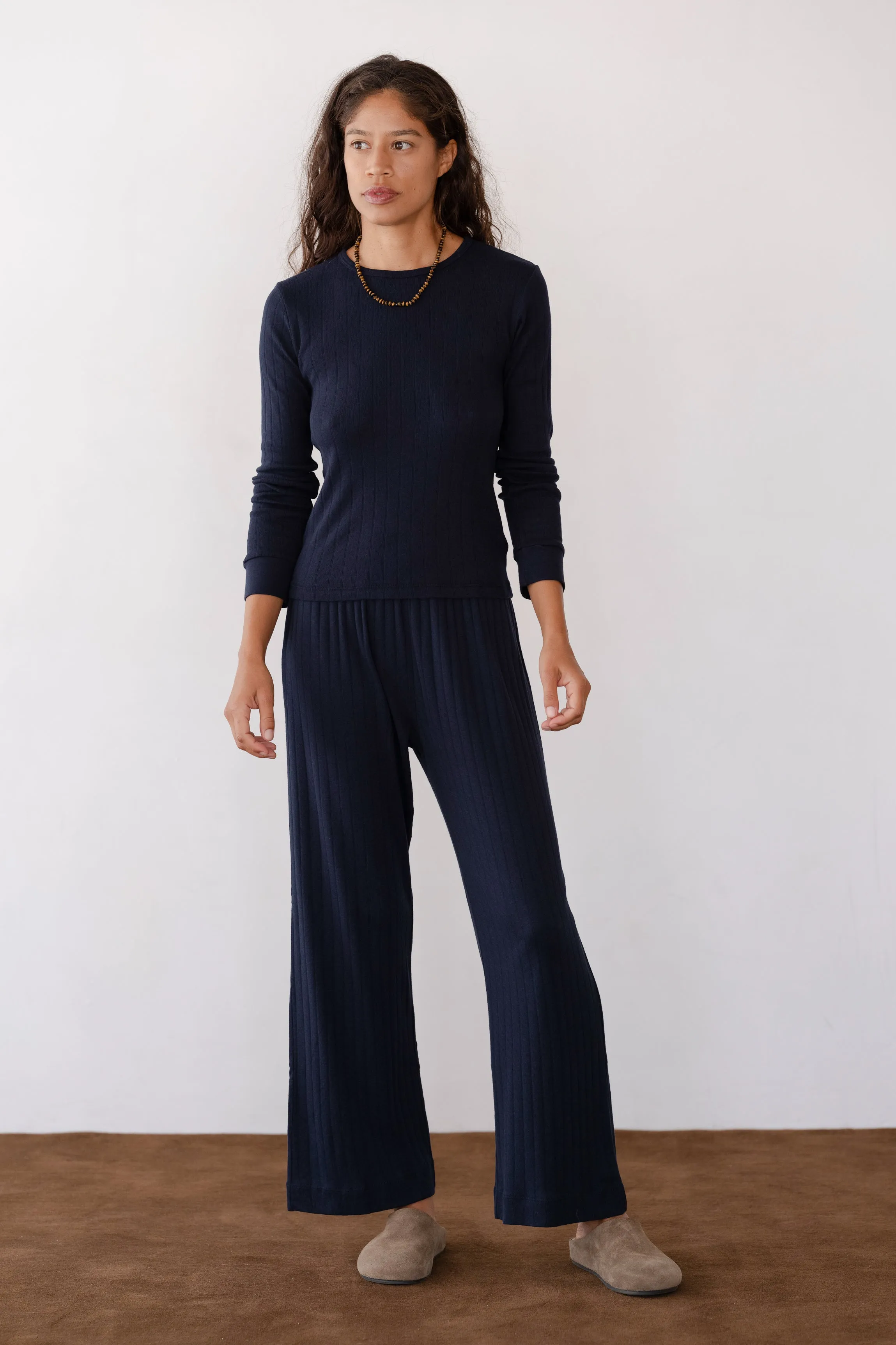The Pointelle Simple Crop Pant sold by DONNI. product image thumbnail 4