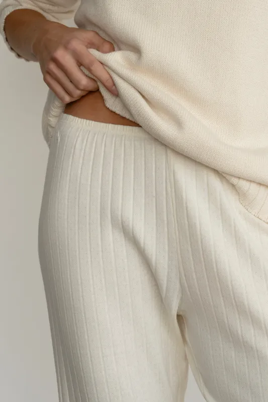 The Pointelle Simple Crop Pant made by DONNI.