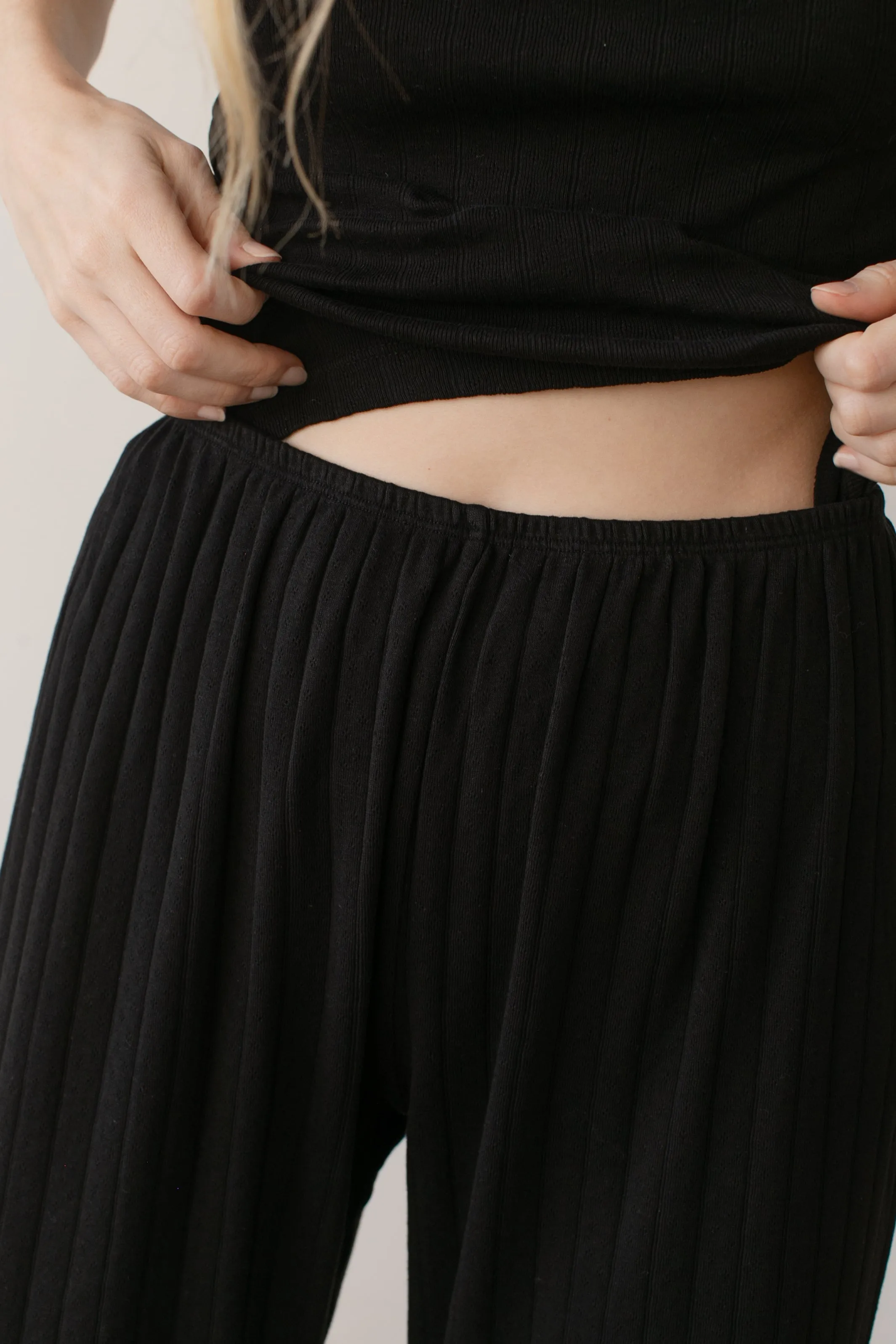 The Pointelle Simple Crop Pant sold by DONNI. product image thumbnail 2