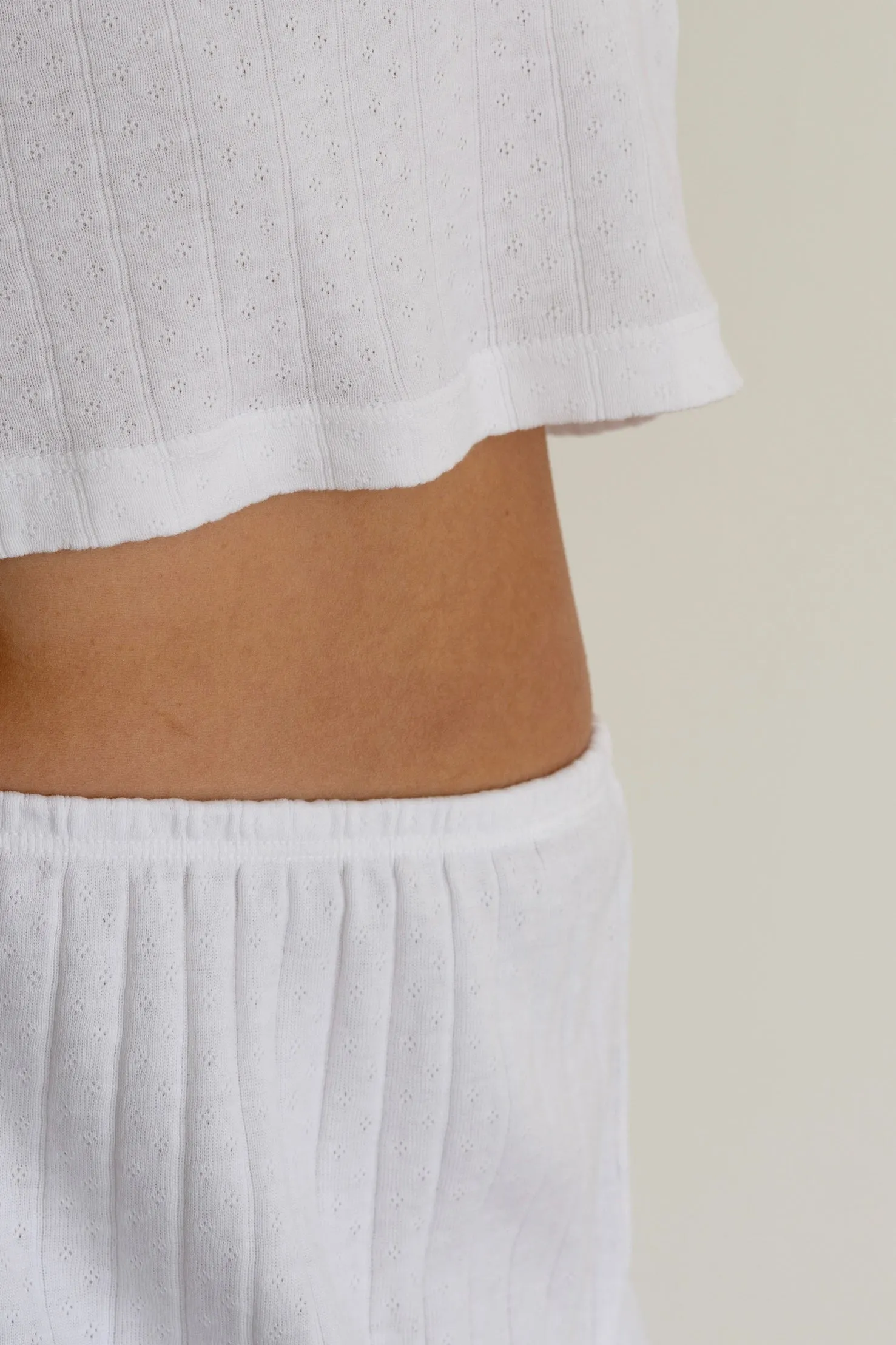 The Pointelle Simple Crop Pant sold by DONNI. product image thumbnail 3
