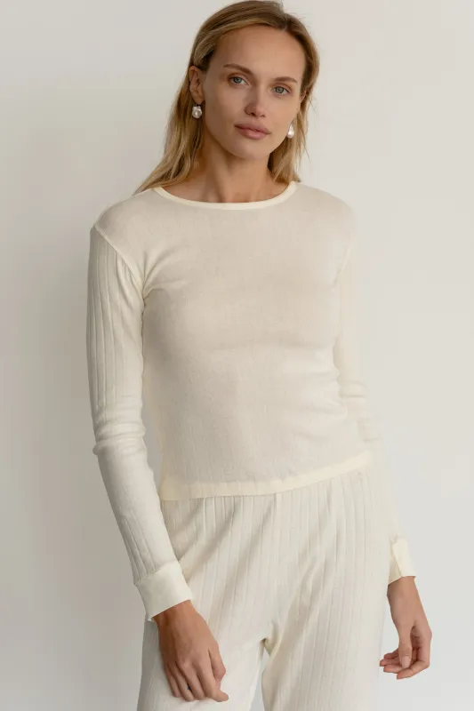 The Pointelle Long Sleeve Tee made by DONNI.