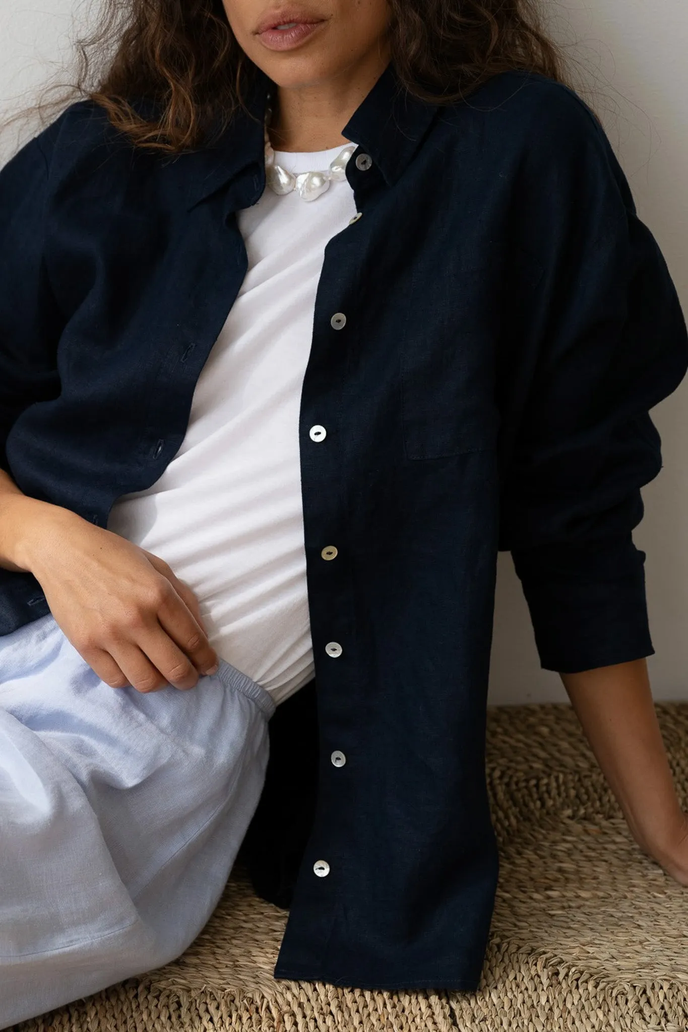 The Linen Relaxed Shirt sold by DONNI. product image thumbnail 5