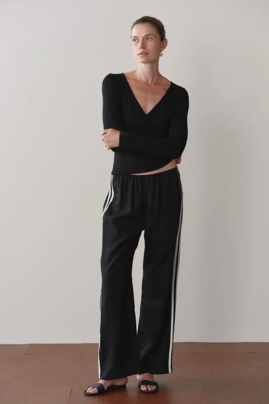 The Linen Crop Stripe Pant made by DONNI.