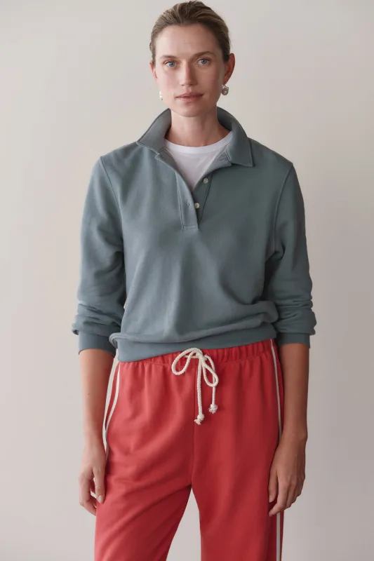 The Eco-Terry Polo Sweatshirt made by DONNI.