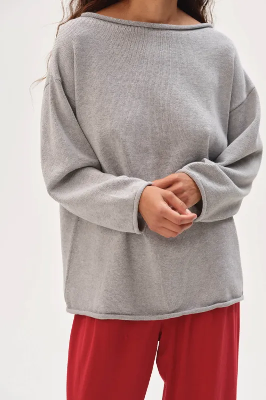 The Cotton Knit Boat Neck Sweater made by DONNI.