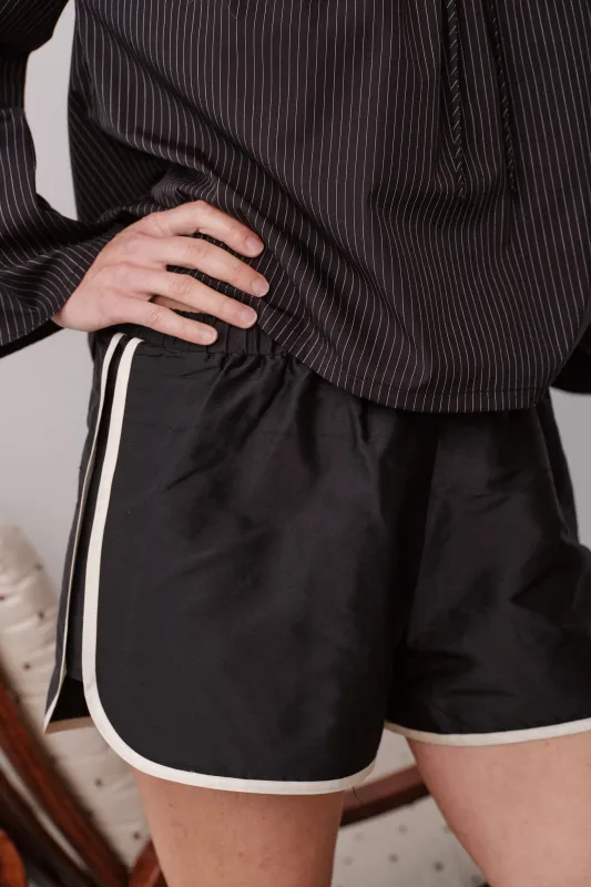 The Silk Taffeta Racer Stripe Short made by DONNI.