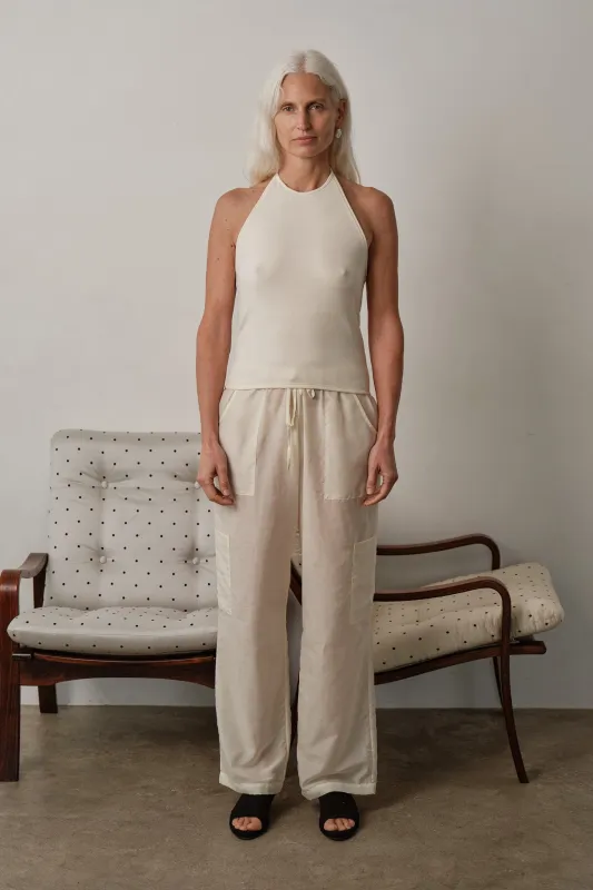The Silk Cotton Sheer Cargo Pant made by DONNI.