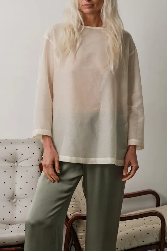 The Silk Cotton Sheer Boatneck made by DONNI.
