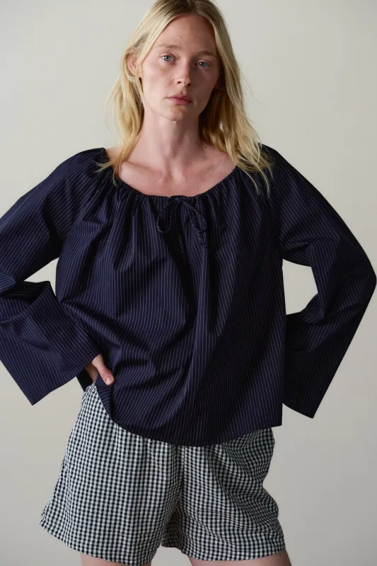 The Pop Pinstripe Tie Top made by DONNI.