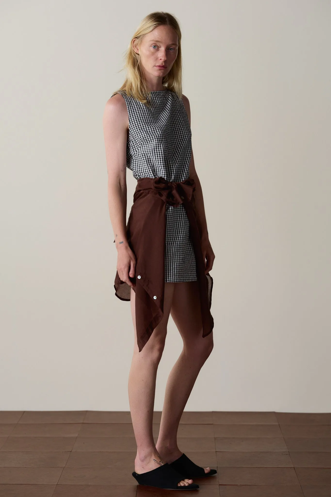 The Cotton Gingham Boatneck Dress sold by DONNI. product image thumbnail 3