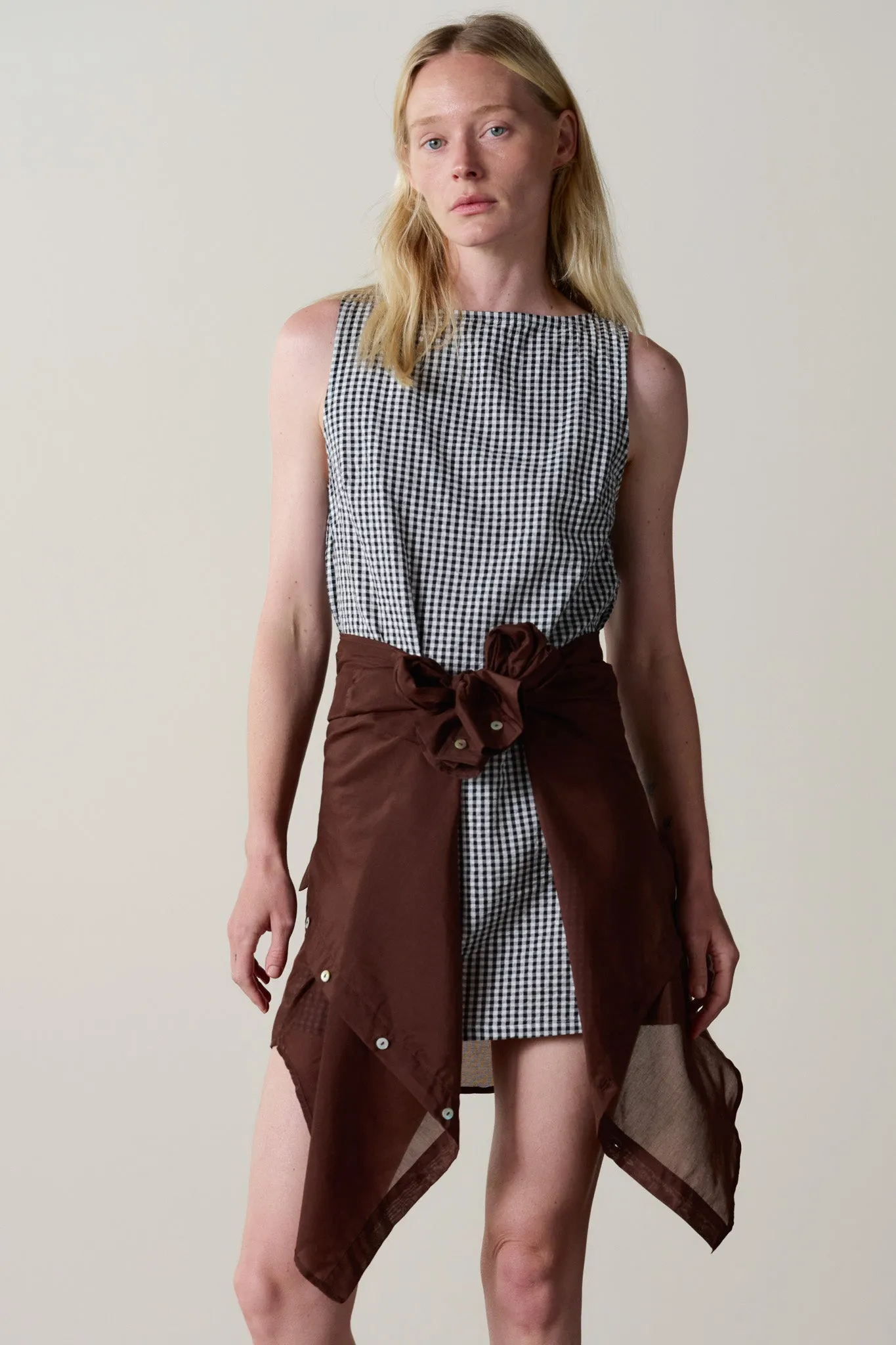 The Cotton Gingham Boatneck Dress sold by DONNI.