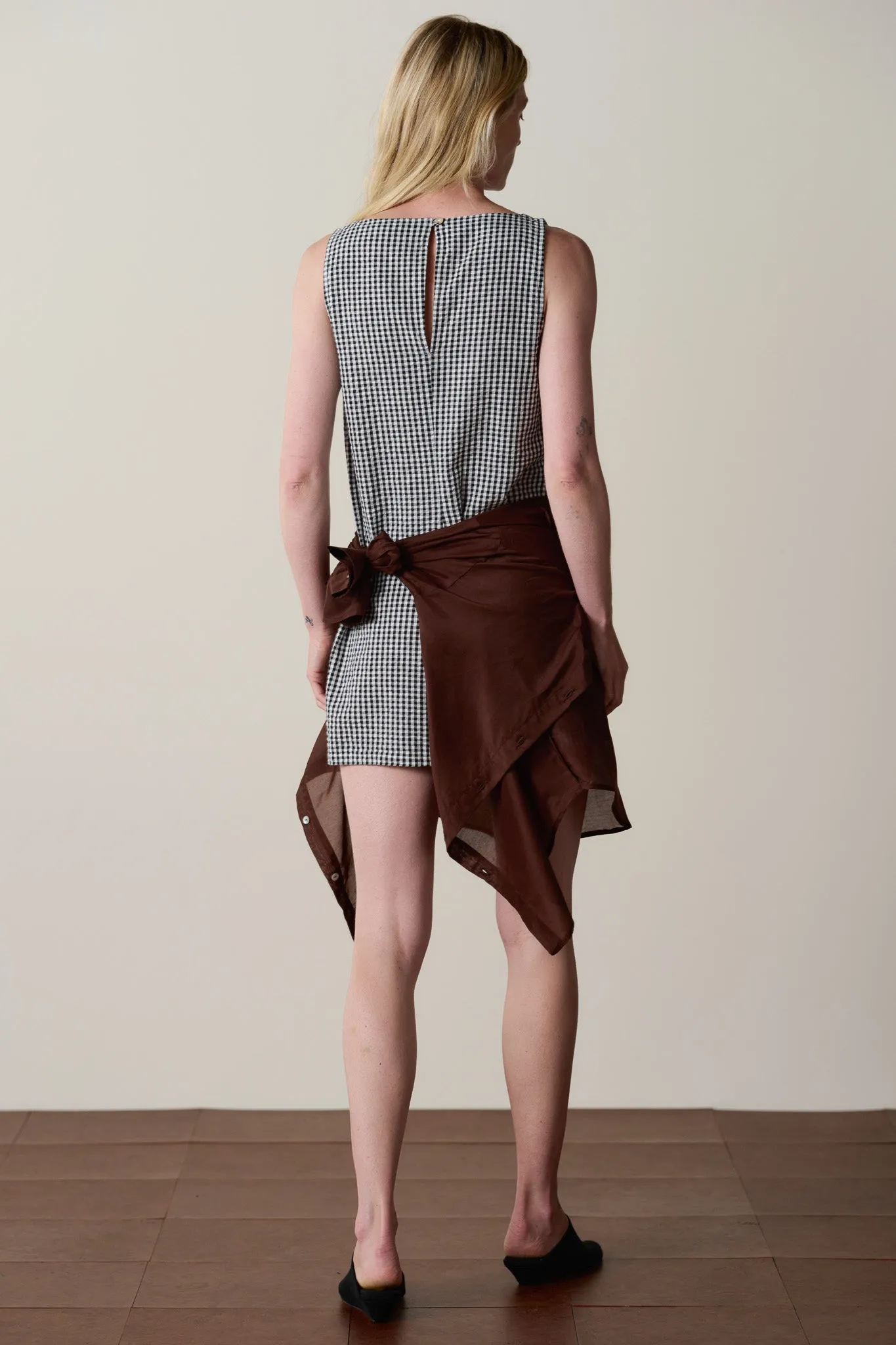 The Cotton Gingham Boatneck Dress sold by DONNI. product image thumbnail 4