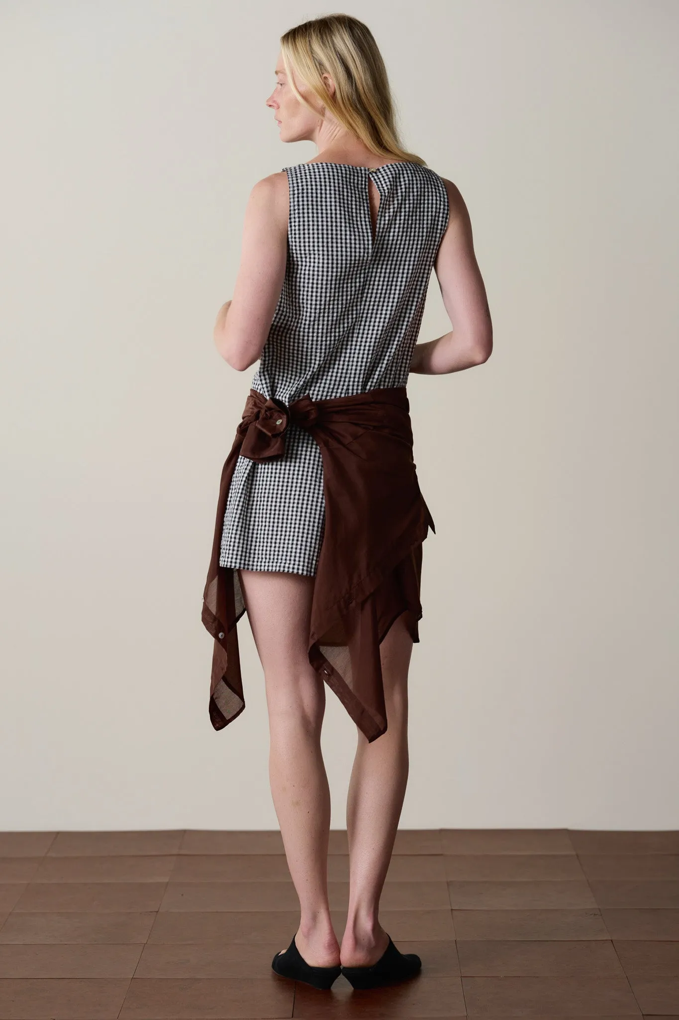 The Cotton Gingham Boatneck Dress sold by DONNI. product image thumbnail 5