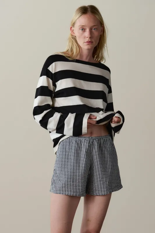 The Cotton Gingham Tap Short made by DONNI.