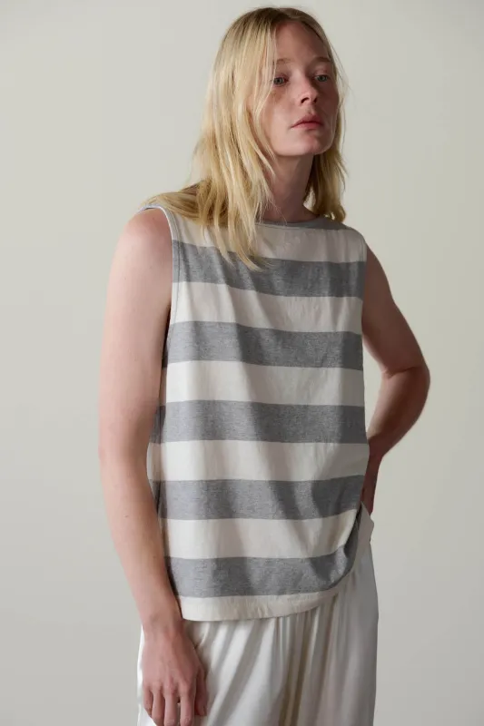 The Jersey Stripe Boatneck Tank made by DONNI.
