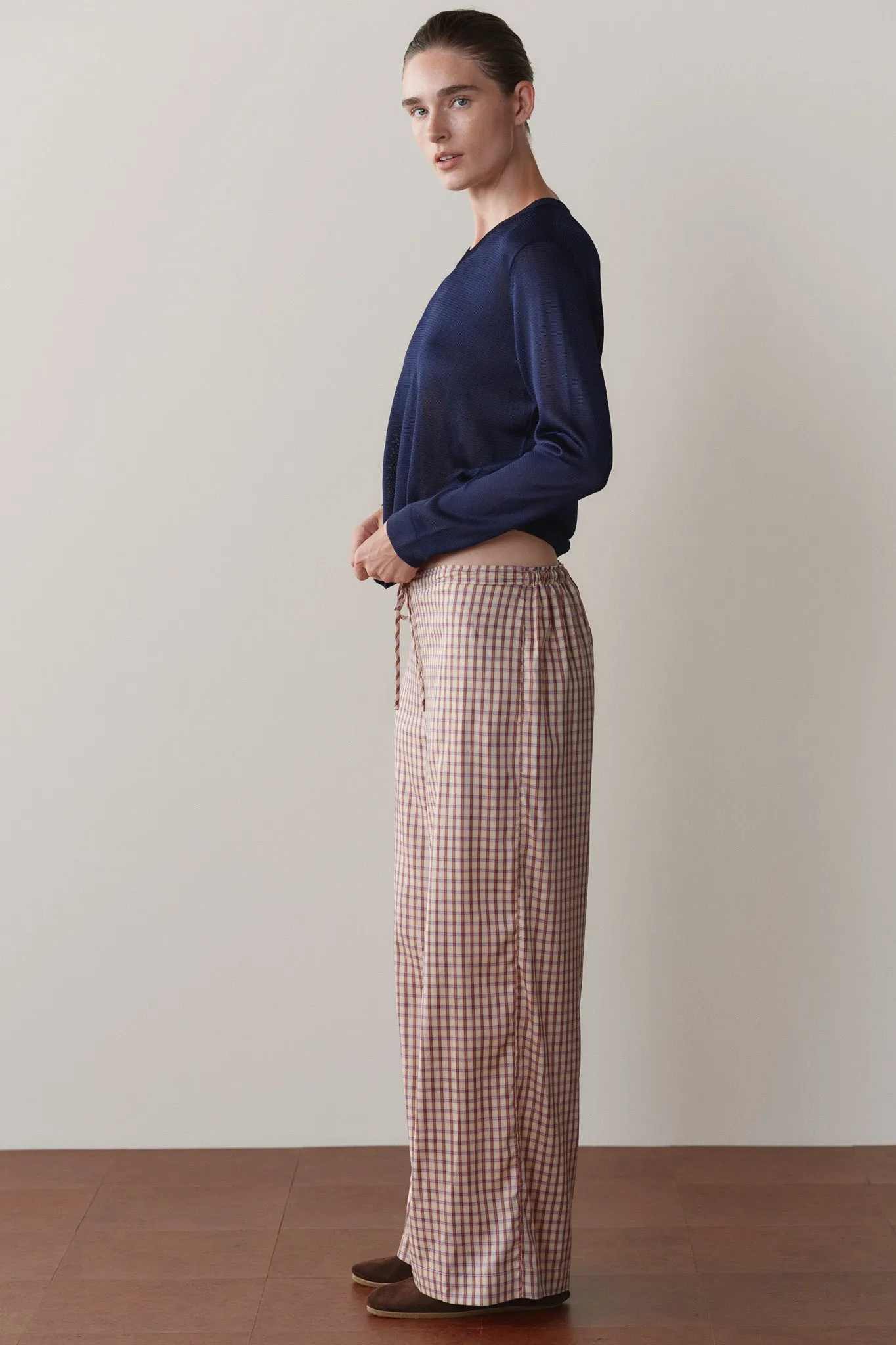 The Tencel Plaid Tie Pant sold by DONNI. product image thumbnail 4