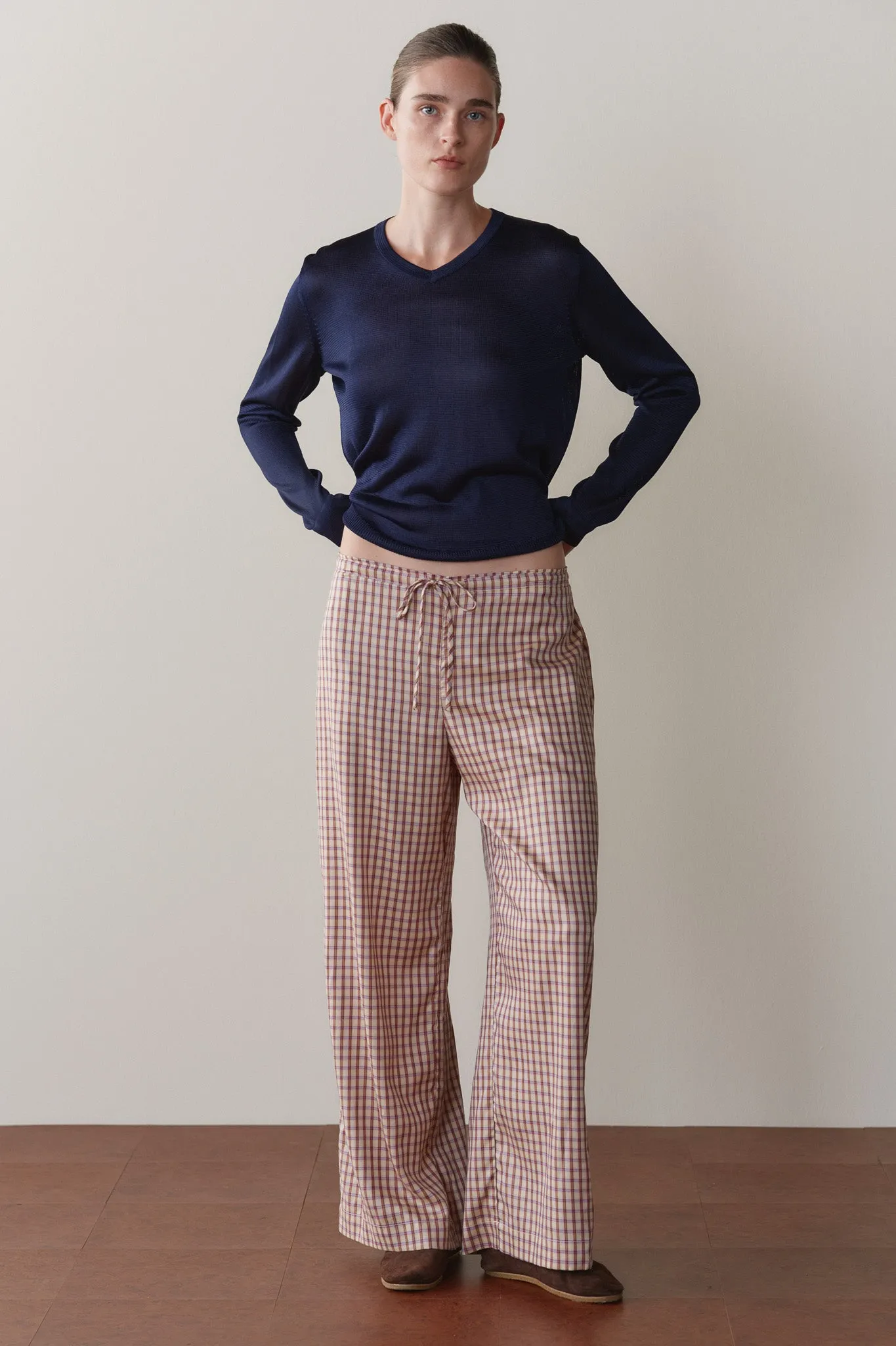 The Tencel Plaid Tie Pant sold by DONNI. product image thumbnail 3