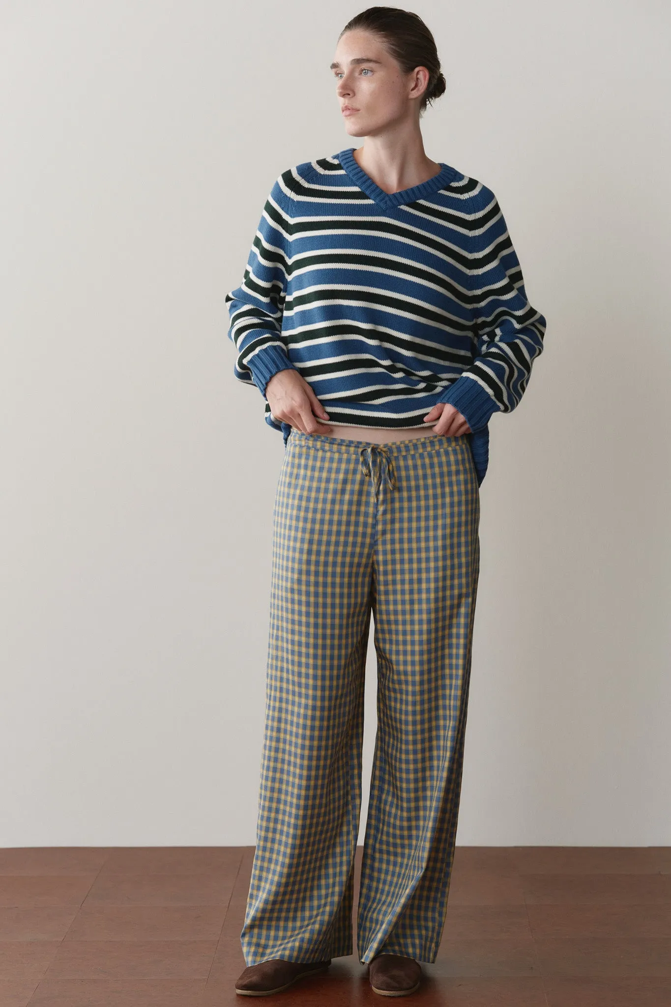 The Tencel Plaid Tie Pant sold by DONNI. product image thumbnail 4