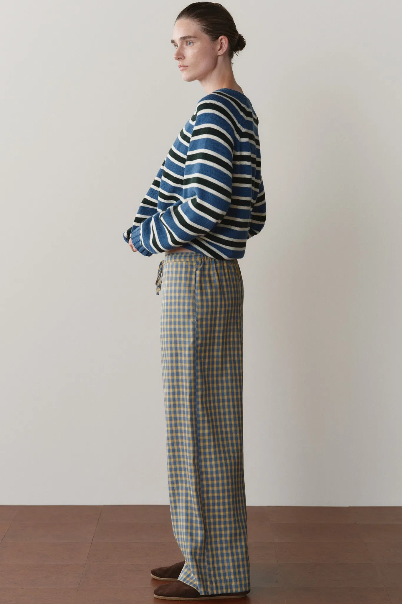 The Tencel Plaid Tie Pant sold by DONNI. product image thumbnail 5