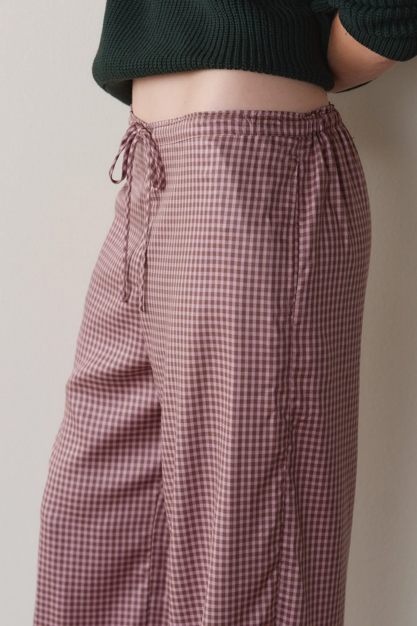 The Tencel Plaid Tie Pant sold by DONNI. product image thumbnail 5